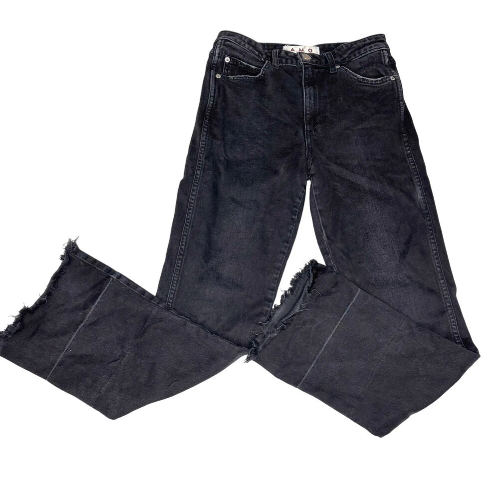 AMO Black High Waist Straight Leg Bella Released Hem Black Magic Jeans 25